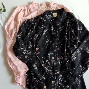 Faded Glory Semi-Sheer Button Down Blouse (s)TWO Bundle